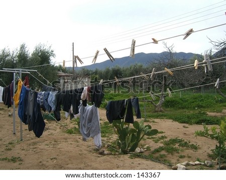 clothes hung up to dry