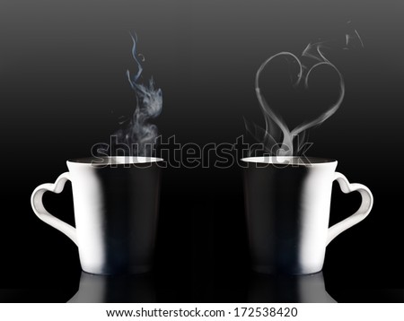 coffee cup with smoke isolated black background