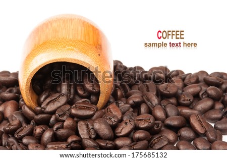Coffee beans background isolated white with sample text