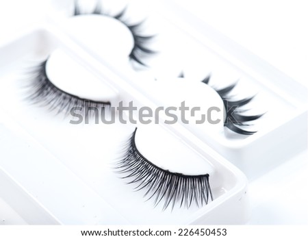 false eyelashes isolated on white background