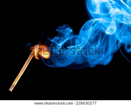 match bursting with incredible smoke cloud