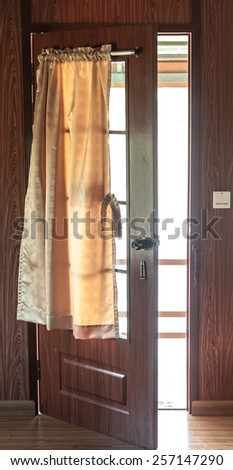 Door frame with curtain