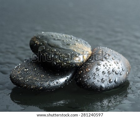 Black stone and water drop