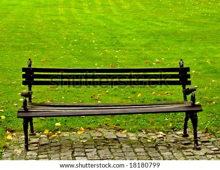 Bench - Wooden park bench in the park