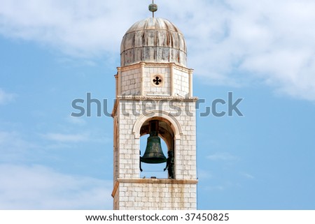 Old metal bell on tower in Dubrovnik