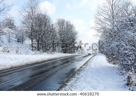 Winter road with snow