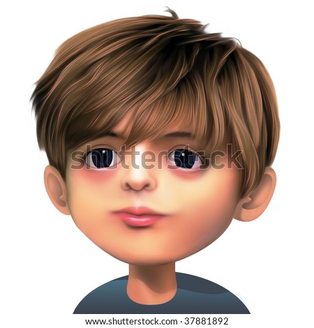 stock photo : Boy with brown hair and dark eyes