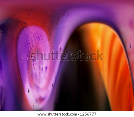 Abstract vivid, highly saturated background. Lavender pink spiral. Orange and red stripes.