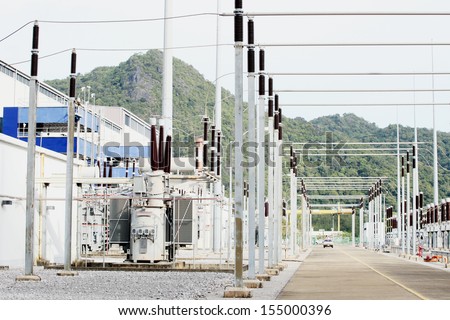 230 kV Substation,part of high-voltage substation with switches and disconnectors, under maintenance