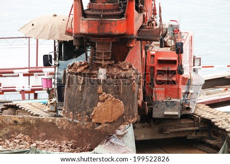 Drilling pile machine under pile foundation construction process
