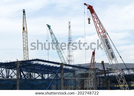 NONTHABURI -THAILAND - JUNE 24 : Construction of EGAT\'s North Bangkok gas combine cycle power plant 800 MW on June 24, 2014 in Nonthaburi, Thailand