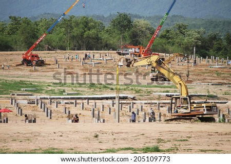 Lampang - THAILAND - JUNE 04 : Landscape of solar farm under-construction in solar farm on June 4, 2014 in Lampang province, Thailand