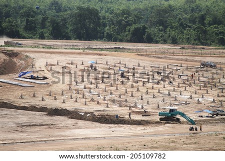 Lampang - THAILAND - JUNE 04 : Landscape of solar farm under-construction in solar farm on June o4, 2014 in Lampang province, Thailand