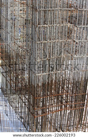 Concrete column of the bridge under construction.