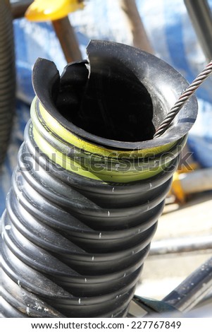 Flexible conduit for XLPE power cable  laying and installation.