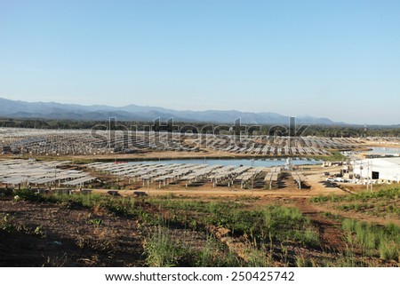 Lampang - THAILAND - JANUARY 29 : Landscape of solar farm under-construction at Hangchat solar farm on Jan 29, 2015 in Lampang province, Thailand