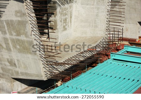 Concrete block under installation of bridge construction.