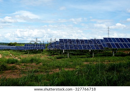Landscape of solar farm at Hangchat solar farm in Lampang province, Thailand.