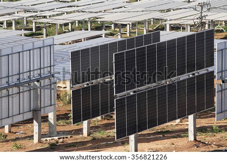 LAMPANG - THAILAND - December 1 : Landscape of under-construction solar farm at Hangchat solar farm on Dec 1, 2014 in Lampang province, Thailand