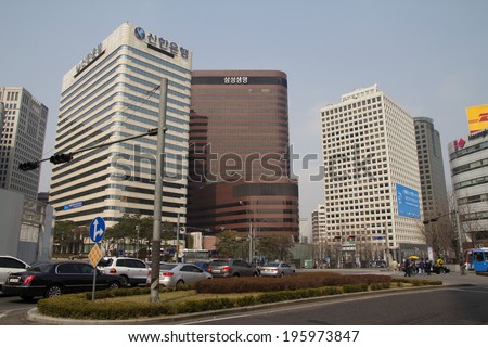 SEOUL, SOUTH KOREA - MARCH 18,2012: City center. Seoul is one of the most modern city in the Far East.