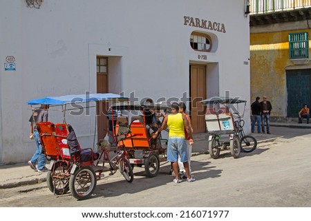 HAVANA, CUBA - NOVEMBER 11, 2012: Havana residents at the entrance to the city pharmacy