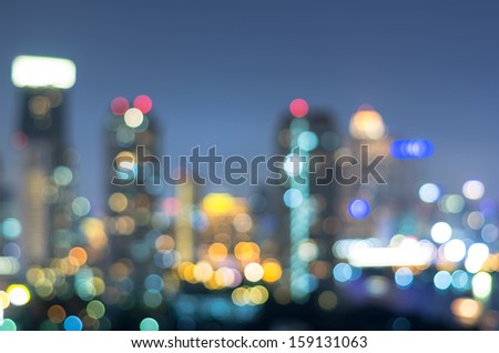 Bangkok Cityscape At Twilight Time, Blurred Photo Bokeh
