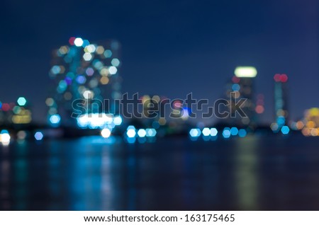 bangkok cityscape river view at twilight time, Blurred Photo bokeh