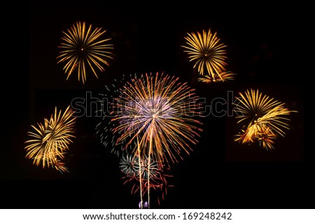 Fireworks set of five picture for celebration