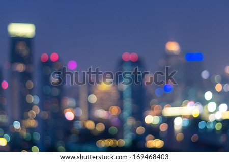 bangkok cityscape at twilight time, Blurred Photo bokeh