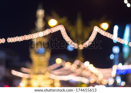 Road lighting decoration at night time, Blurred Photo bokeh