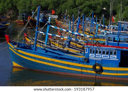 a lot of fishing boat at fisherman village, muine, vietnam