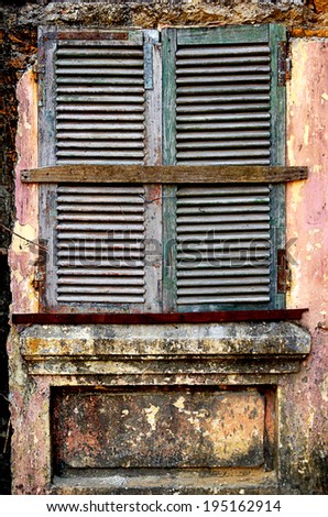 Ruined house, vintage window