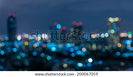 Bangkok cityscape at twilight time, Blurred Photo bokeh