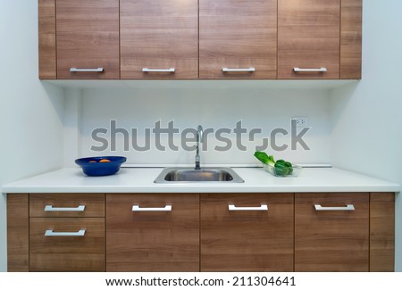 Interior kitchen with cabinet