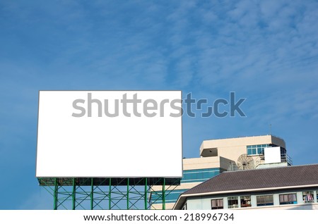 Blank billboard for new advertisement on blue sky
