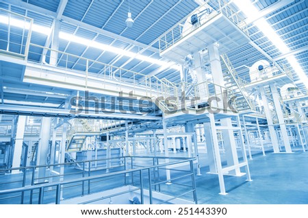 Factory equipment inside Industrial conveyor line transporting package