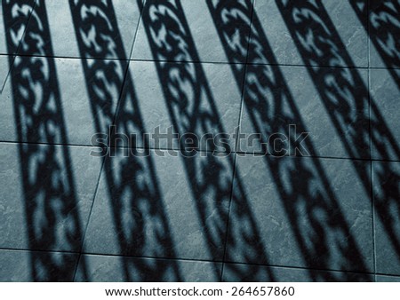 silhouette background of baluster, Architectural element, worm light shadow on the ground