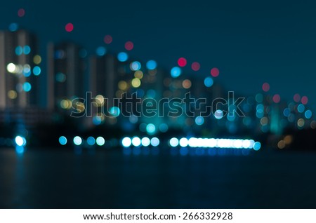 cityscape river view at twilight time, Blurred Photo bokeh
