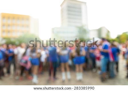 Abstract blurred photo of fan sport at stadium,behind the scene of sport event, sport background concept