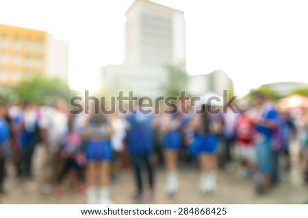Abstract blurred photo of fan sport at stadium,behide the scene of sport event, sport background concept