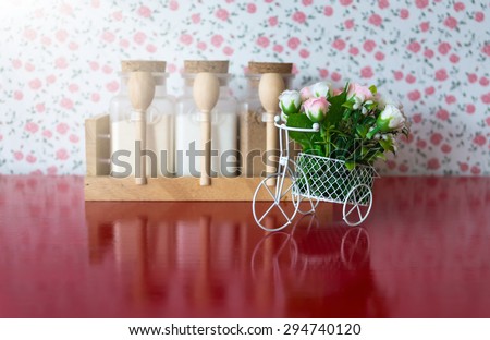 coffee ingredient with fake flower for coffee shop decoration
