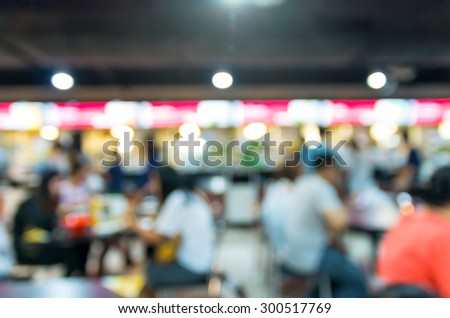 Abstract blurred photo of food court store blur background with bokeh