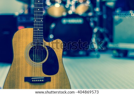 Guitar on music band background, musical concept