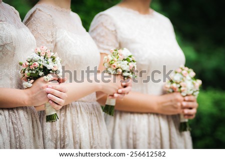 Bridesmaids on wedding party of their best friend