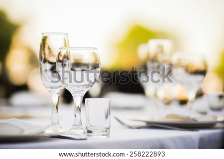 Banquet wedding table setting on evening reception