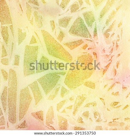 Light Yellow-Green, Rose Colored Abstract Organic Square Design. hand painted watercolor abstract design with pale coloreds of yellow, pink and green