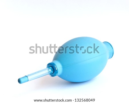The blue rubber air blower
