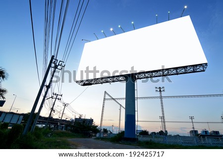 Blank billboard for advertising at twilight