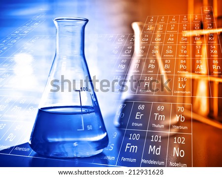 Flask with periodic table of elements