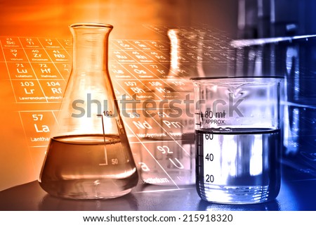 Glassware in research and development laboratory